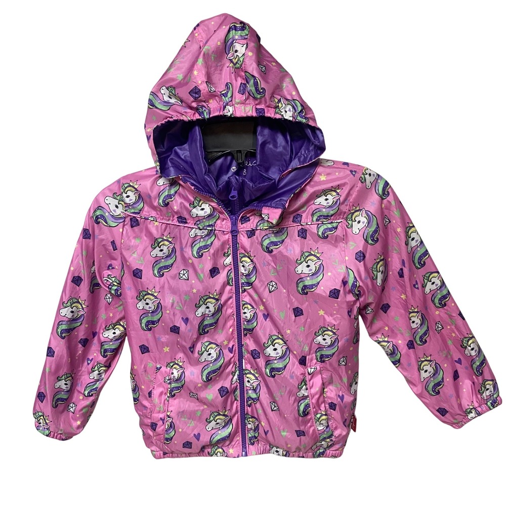 Onekid Girls Unicorn Print Hooded‎ Lightweight Jacket Size 6